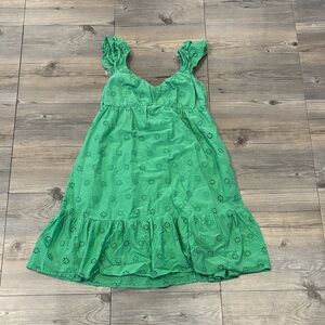 SO Green Eyelet Mini Dress with Pockets